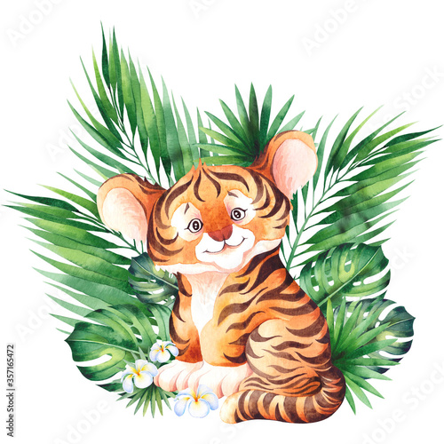 Canvas Print Little cartoon tiger.