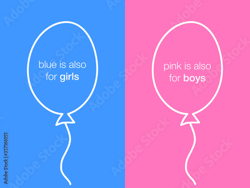 Boys and Girls Colours Breaking Stereotypes. Gender Neutral Parenting Minimalist Vector Illustration