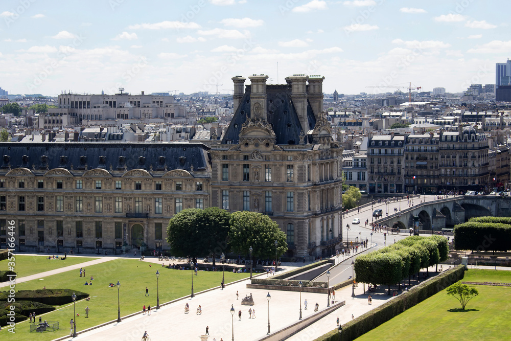 Aerial view of Jardin De Tuileries in Paris