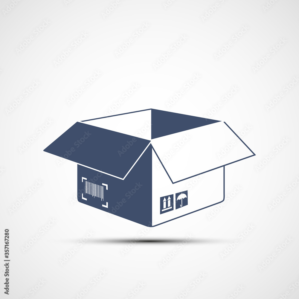 Open cardboard box icon. Logo isolated on a white background. Open cardboard box icon. Logo isolated on a white background.