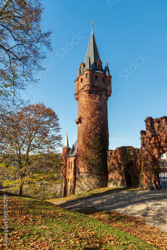 Tower oof Cerveny zamek castle in Hradec nad Moravici in Czech republic photo