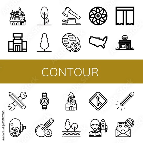 contour simple icons set
