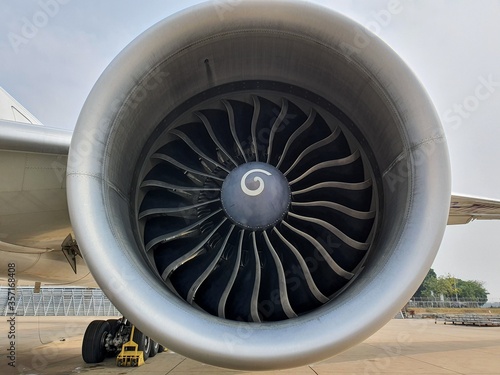 closeup of the jet engine