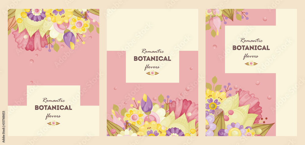 Delicate pastel flowers pink, yellow, purple. Templates can be used as floral frames for invitations, cards, stickers, discount cards, sales, for printing on paper and fabric. Delicate pastel flowers pink, yellow, purple. Templates can be used as floral frames for invitations, cards, stickers, discount cards, sales, for printing on paper and fabric.