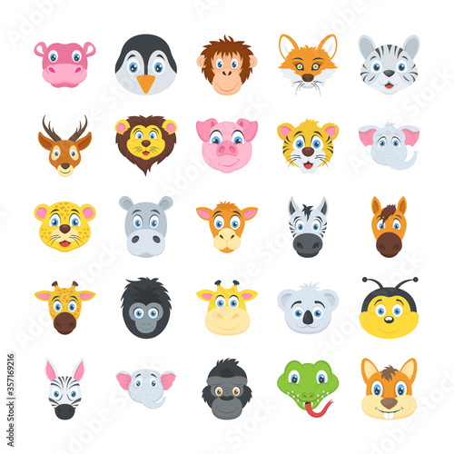 Wild and Pet Animals Flat Vector Icon