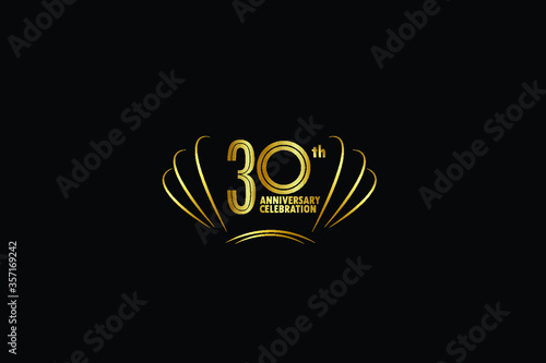 30 years anniversary celebration logotype. anniversary logo with golden and Spark light white color isolated on black background, vector design for celebration, invitation greeting card-Vector