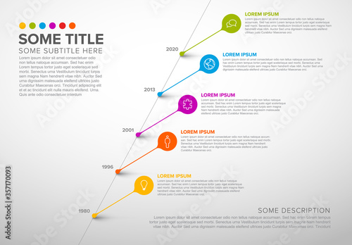 Colorful Infographic timeline report template with droplet bubbles pins