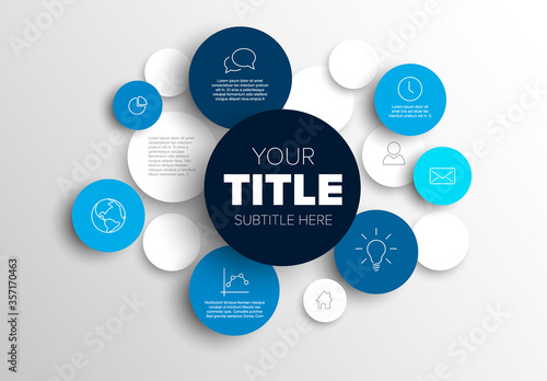 Multipurpose infographic made from blue content circles photo