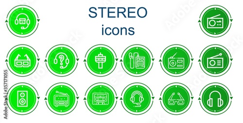 Editable 14 stereo icons for web and mobile