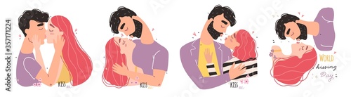Romantic couple in love kissing. World kissing Day