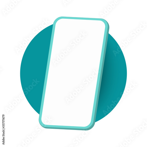 Smartphone frameless blank screen isolated flat. Blue Mockup generic device. UI or UX smartphone. Template for infographics or presentation 3D realistic phones. Mobile different angles