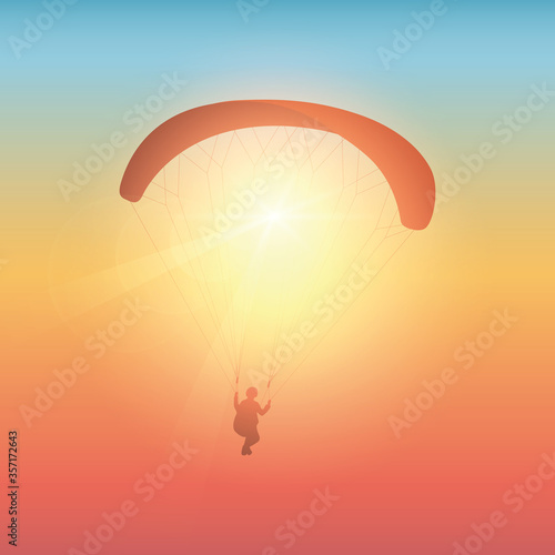 paragliding in sunny colorful sky vector illustration EPS10