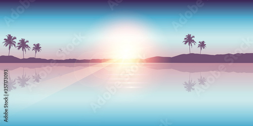 paradise palm beach landscape summer background vector illustration EPS10