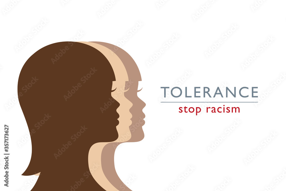 stop racism tolerance concept persons with different skin colors vector illustration EPS10