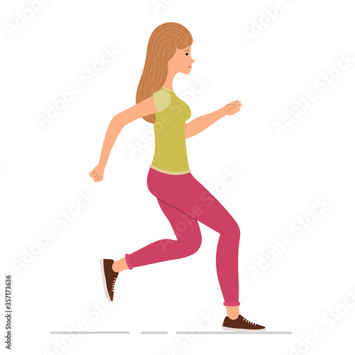 Sportive girl jogging vector illustration