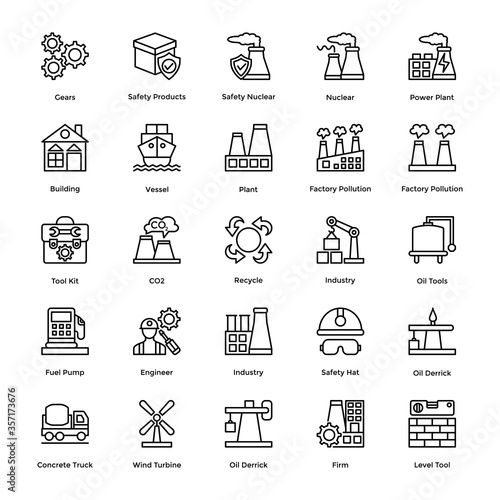 Line Icons of Industrial and Construction photo