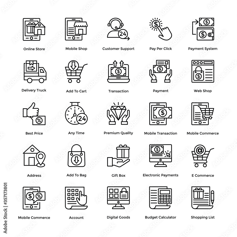 Shopping Line Icons Vector Set Shopping Line Icons Vector Set