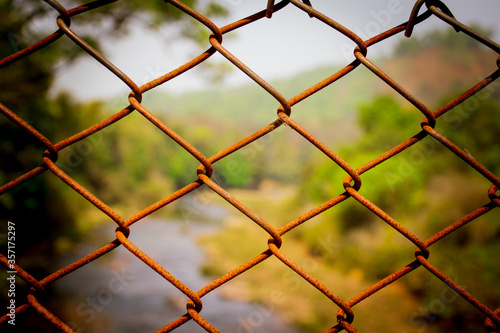 wire fence on a green background
