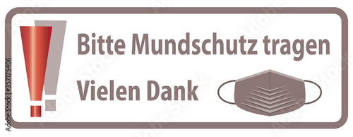 Bitte Mundschutz tragen. Vielen Dank "Please wear protective mask Thank you"