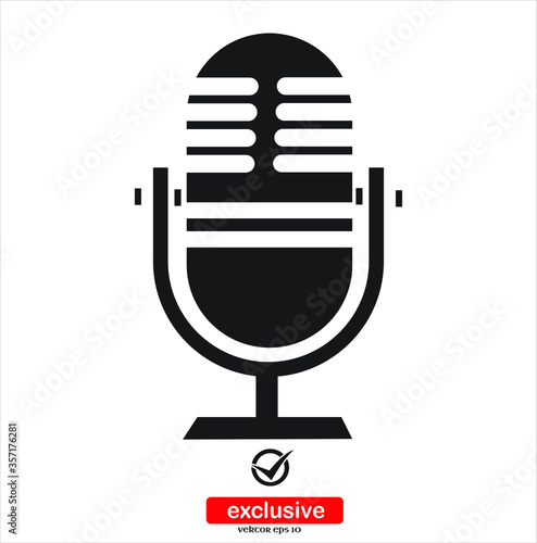 Microphone icon.Flat design style vector illustration for graphic and web design.