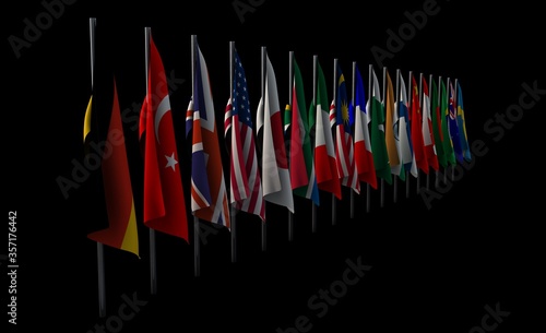 All Country Flags 3D render illustration 