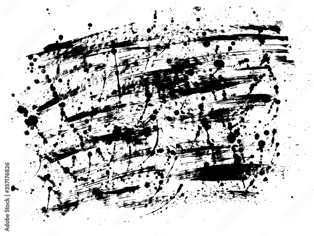 Obraz premium Distressed spray grainy overlay texture. Grunge dust messy background. Dirty powder rough empty cover template. Aged splatter crumb wall backdrop. Weathered drips aging design element.