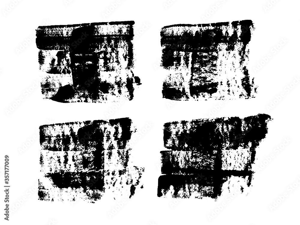 Collection of grunge textures. Set of black paint, ink brush strokes, brushes, lines. Dirty artistic design elements, boxes, frames for text.