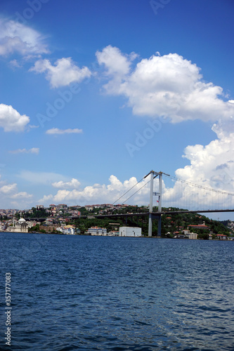 Bosphorus bridge in Istanbul  blue sky and sea