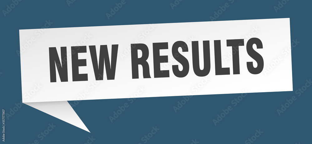 new results banner. new results speech bubble. new results sign