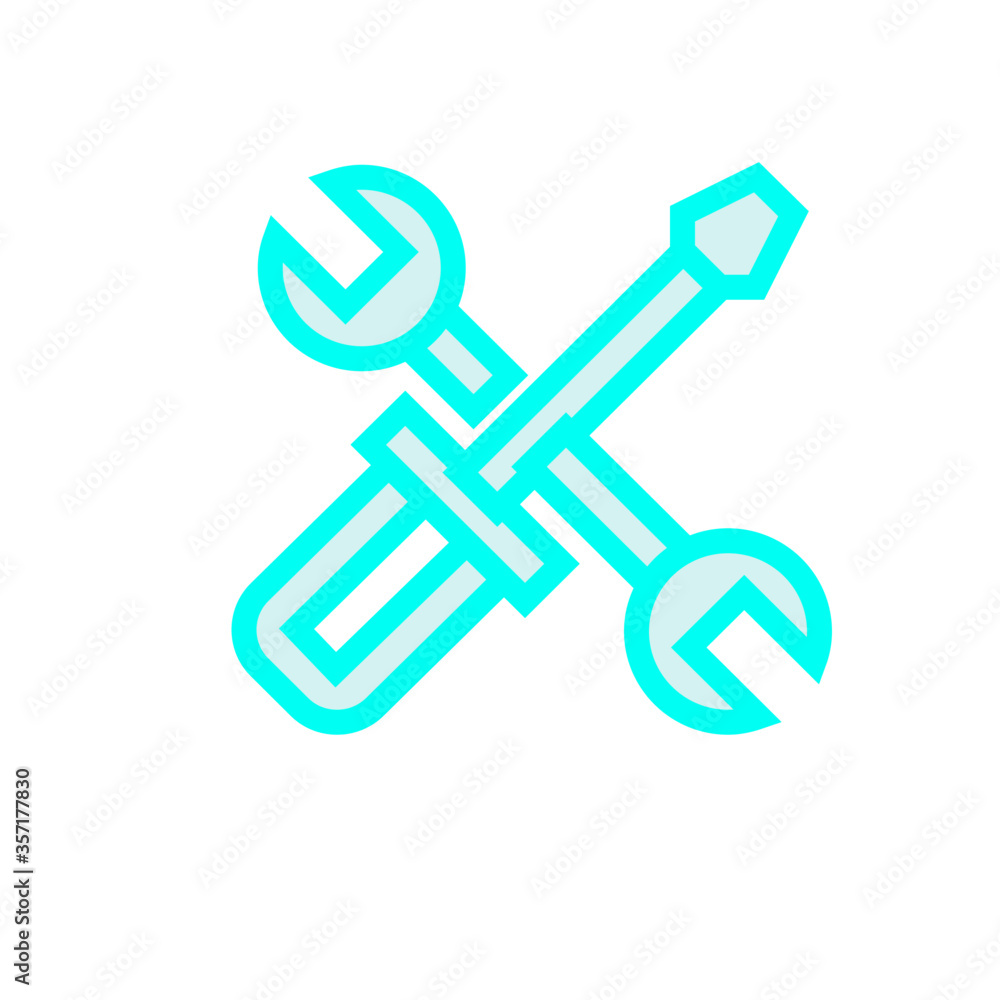 vector illustration of a blue icon with a wrench vector illustration of a blue icon with a wrench