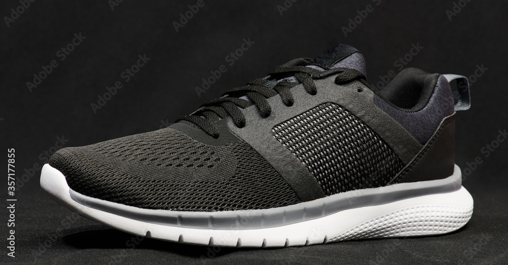 Close up of black sport run shoe Close up of black sport run shoe