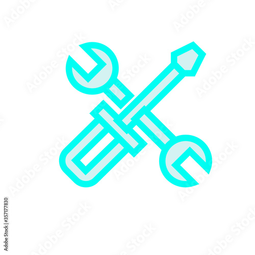 vector illustration of a blue icon with a wrench