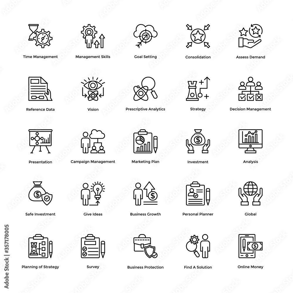 Creative Line Icons of Project Management Creative Line Icons of Project Management