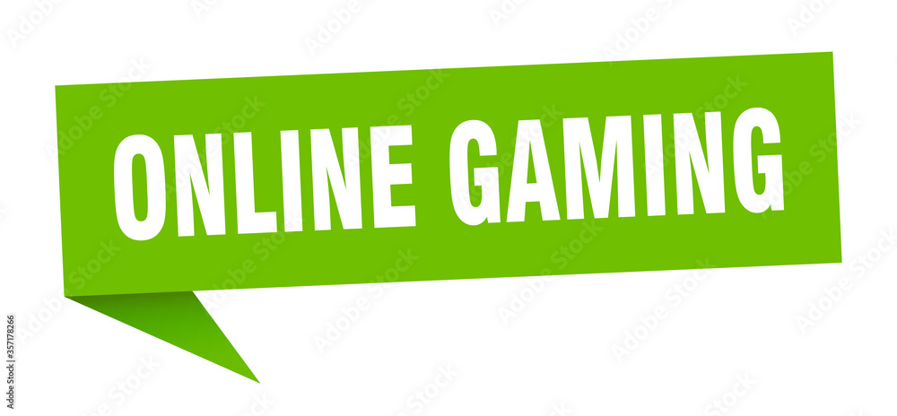online gaming banner. online gaming speech bubble. online gaming sign