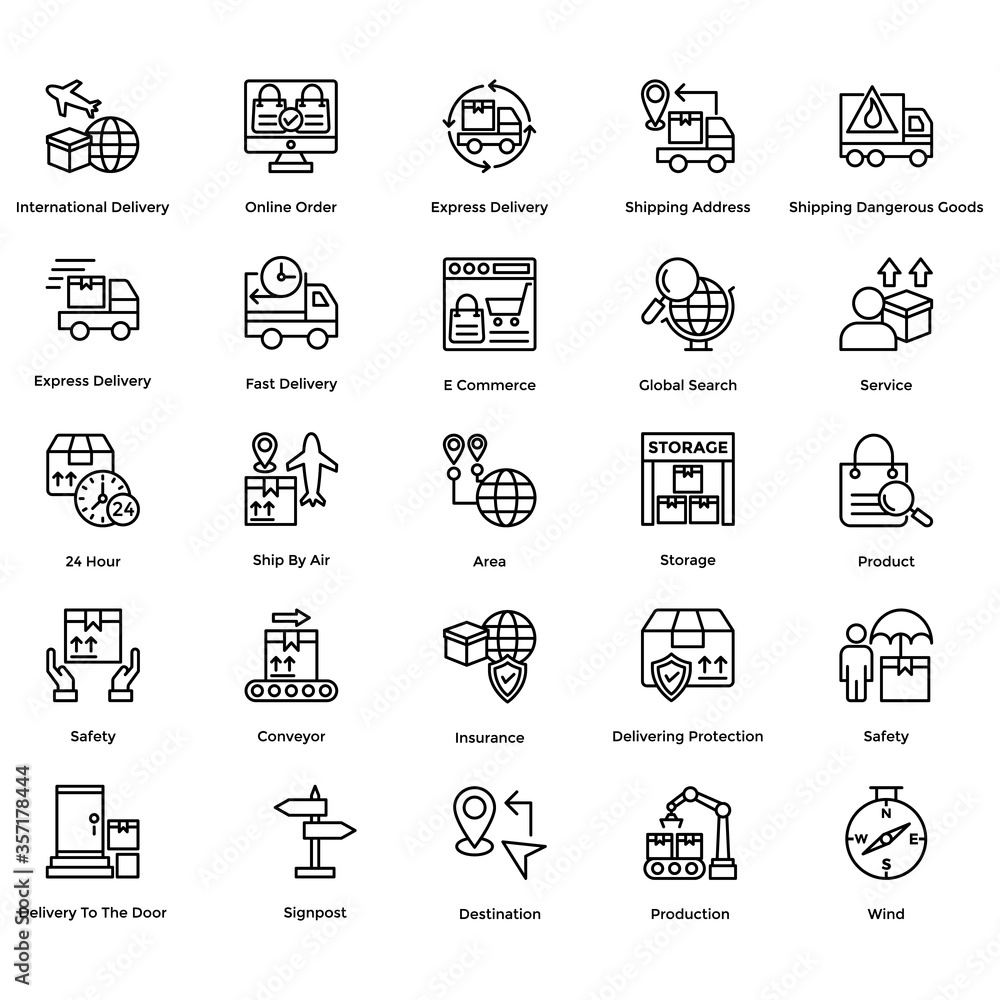 Vector Line Icons Set Of Logistic Delivery Vector Line Icons Set Of Logistic Delivery