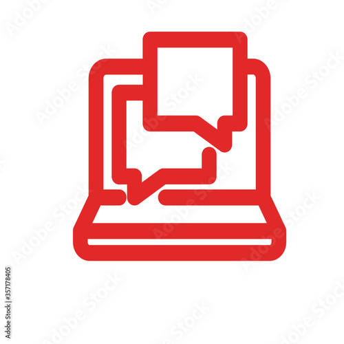 vector illustration of a red and white icon with pictogram