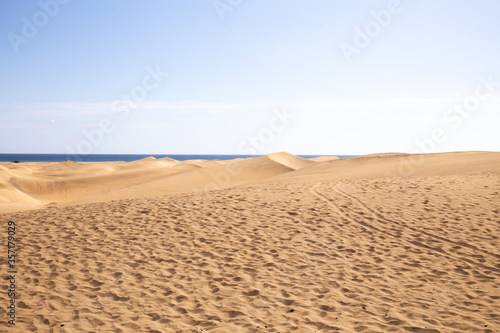 sand hills near Atlantic ocean against clear blue sky in Maspalomas  Gran Canaria