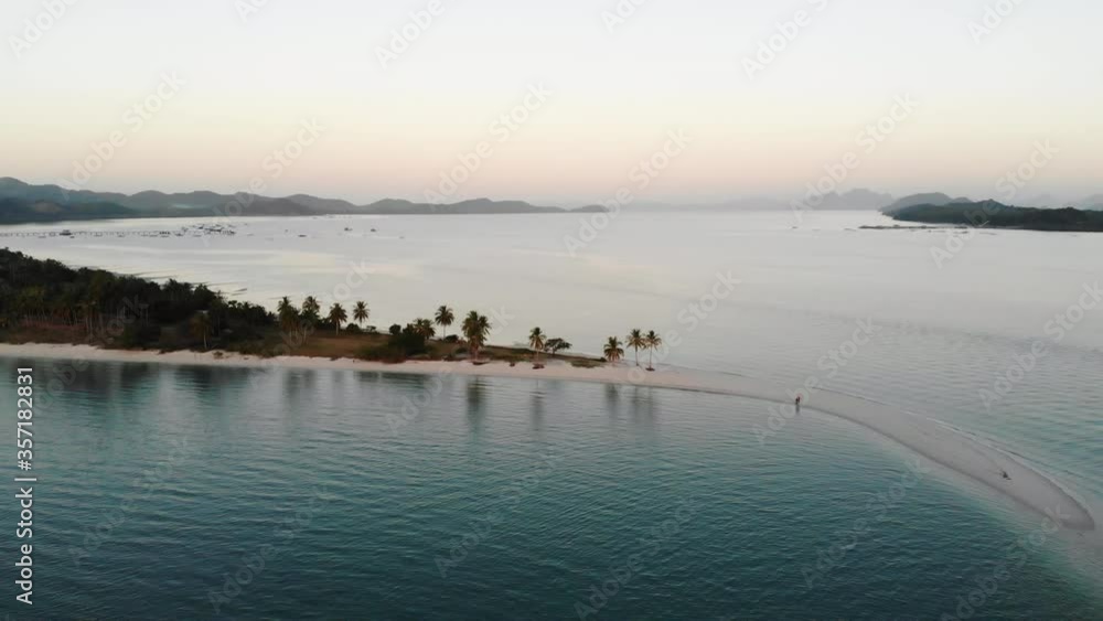 Aerial view, perfect whit sand beach at sunset time. Drone dji mavic air 4K 30fps Aerial view, perfect whit sand beach at sunset time. Drone dji mavic air 4K 30fps