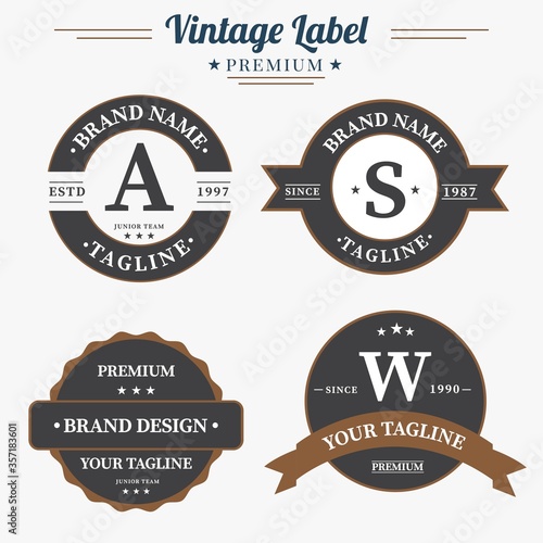 Set of retro vintage badge logo design. Old badges. Vintage sign, retro premium badge and logo emblem frame vector set with variety style element, business sign, logos, identity.