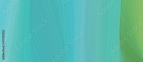 abstract curved speed lines background or backdrop with medium aqua marine, moderate green and pastel green colors. can be used as card background