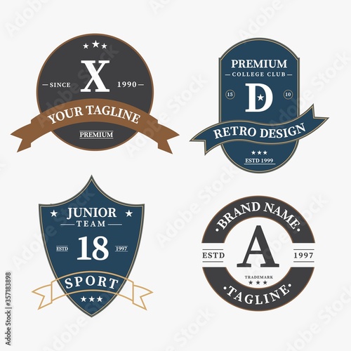 Set of retro vintage badge logo design. Old badges. Vintage sign, retro premium badge and logo emblem frame vector set with variety style element, business sign, logos, identity.