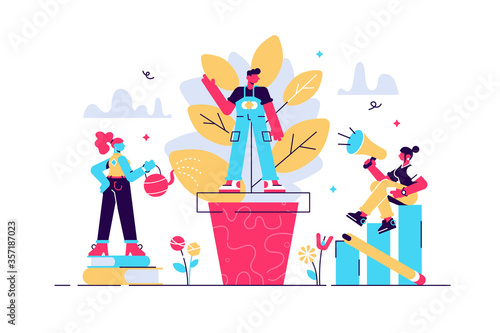 Mentoring vector illustration. Flat tiny 