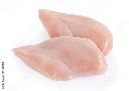 Raw chicken breast isolated on white background, ingredient for make cooking