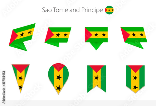 Sao Tome and Principe national flag collection, eight versions of Sao Tome and Principe vector flags.