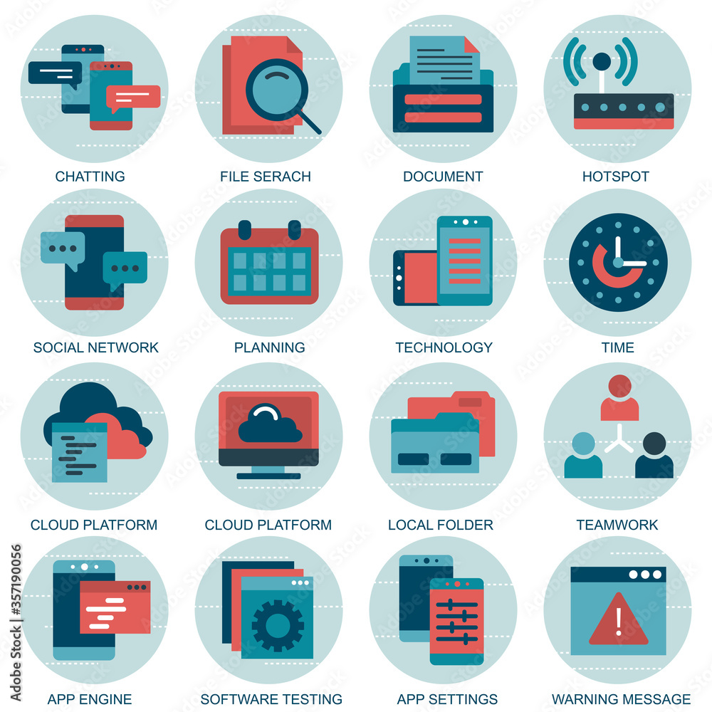 Set vector icons with elements for mobile concepts and web apps. Business and marketing, programming, data management, internet connection, social network, computing, information. Vector Set vector icons with elements for mobile concepts and web apps. Business and marketing, programming, data management, internet connection, social network, computing, information. Vector