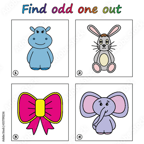 Find odd one out - game for kids. Worksheet. Visual Educational puzzle Game for children.