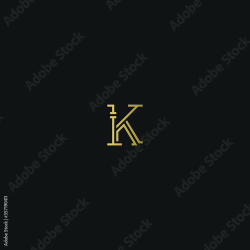 Creative modern elegant trendy unique artistic black and white color K initial based letter icon logo.