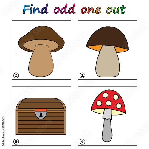 Find odd one out - game for kids. Worksheet. Visual Educational puzzle Game for children.