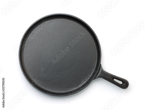 Obraz na plátně Top view of cast iron crepe pan