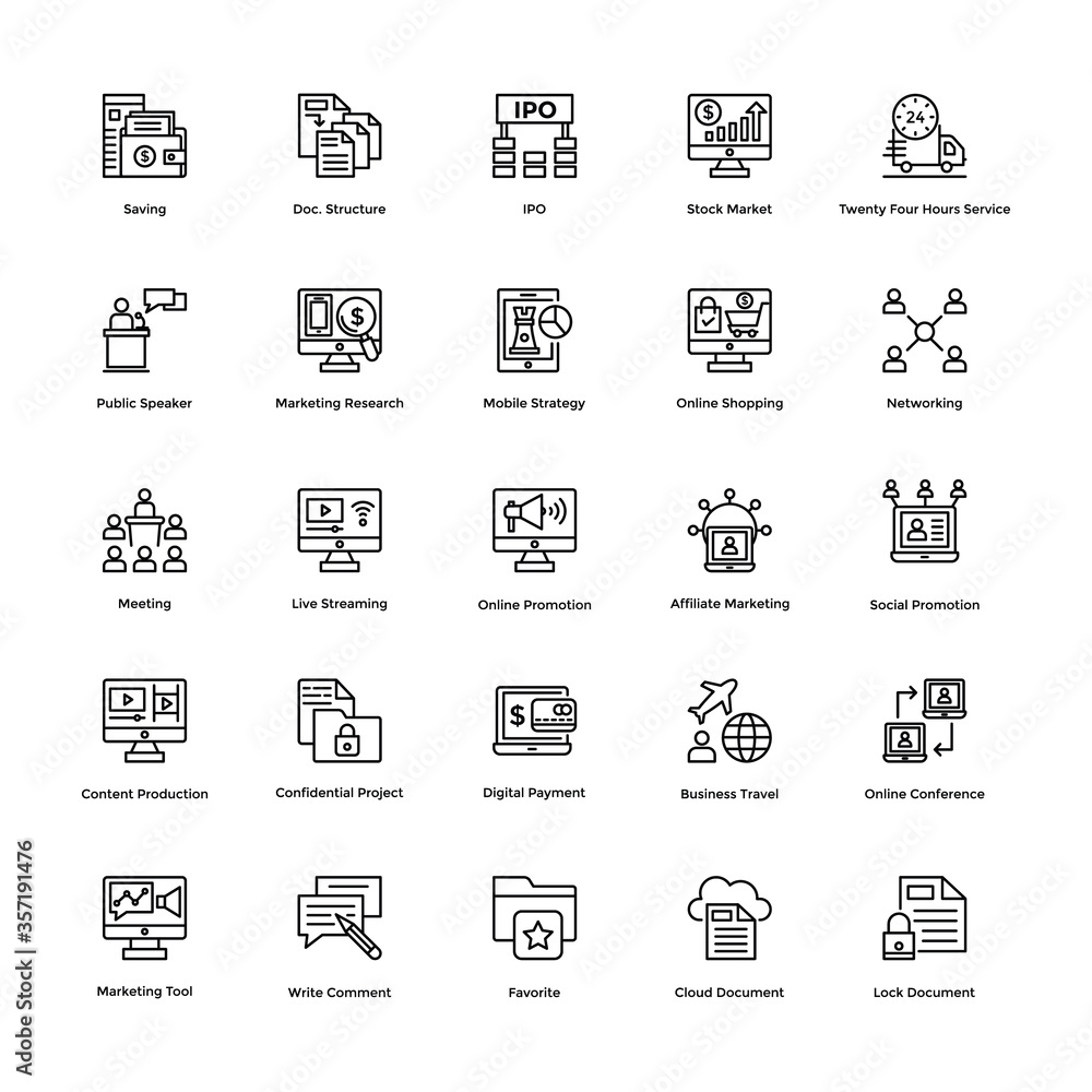 Finance and Business Vector Line Icons 12 Finance and Business Vector Line Icons 12